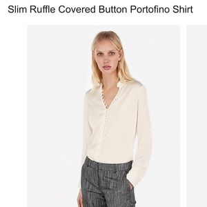Slim ruffled button front portofino shirt.